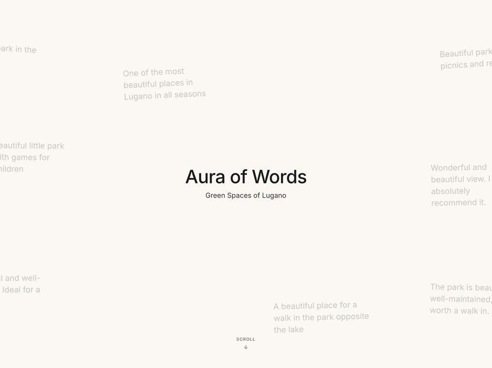 The opening of the interface: the project title over a drifting backdrop of real Google Review snippets.